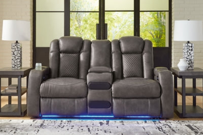 Fyne-Dyme Power Reclining Loveseat with Console - Furniture City (CA)l