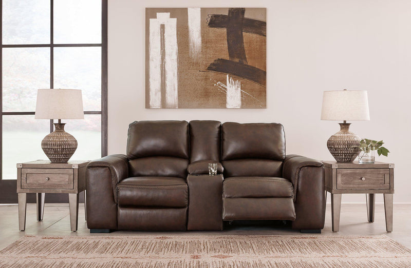 Alessandro Power Reclining Loveseat with Console - Furniture City (CA)l