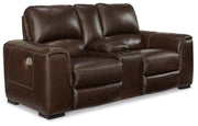 Alessandro Power Reclining Loveseat with Console - Furniture City (CA)l