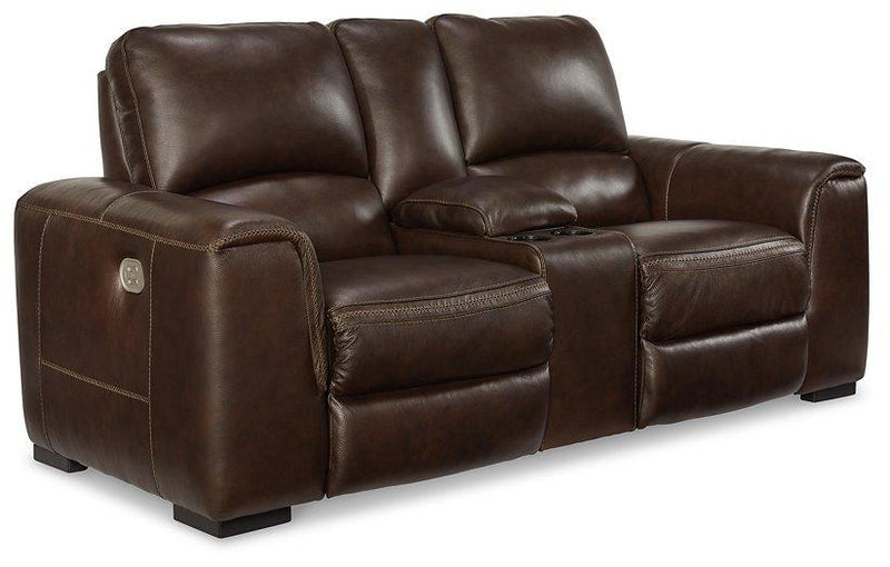 Alessandro Power Reclining Loveseat with Console - Furniture City (CA)l