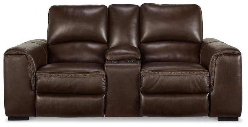 Alessandro Power Reclining Loveseat with Console - Furniture City (CA)l