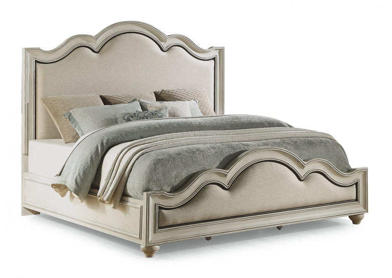 Flexsteel Wynwood Harmony Queen Upholstered Panel Bed in White Wood