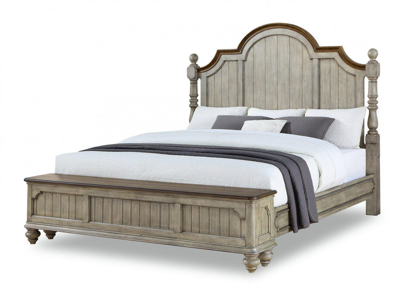 Flexsteel Wynwood Plymouth California King Poster Storage Bed in Whitewash Wood