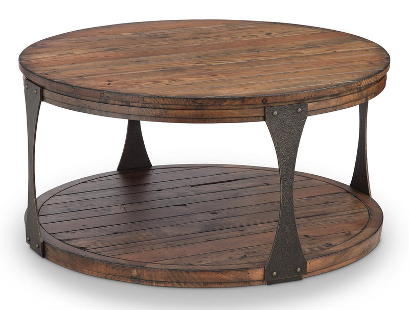 Magnussen Montgomery Round Cocktail Table in Bourbon and Aged Iron - Furniture City (CA)l