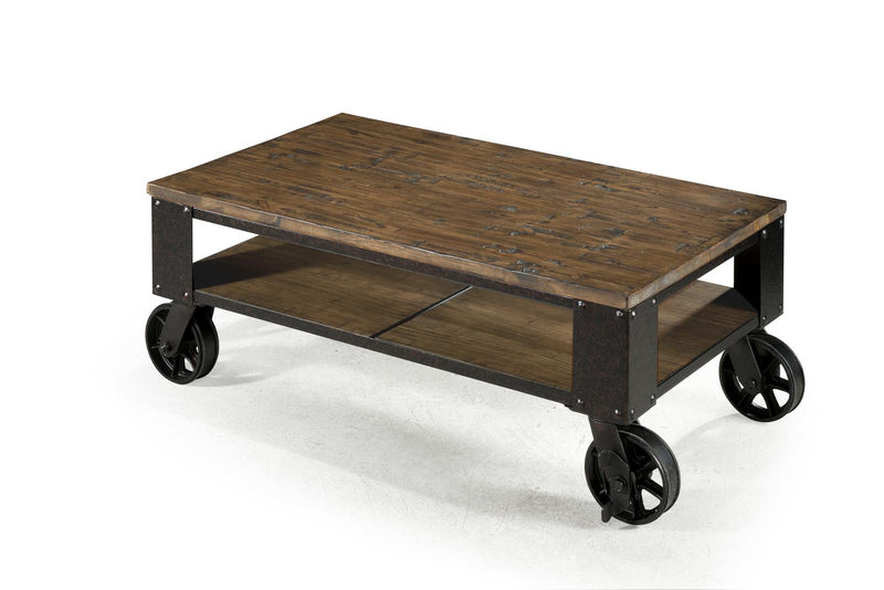 Magnussen Pinebrook Rectangular Starter Cocktail Table in Distressed Natural Pine - Furniture City (CA)l