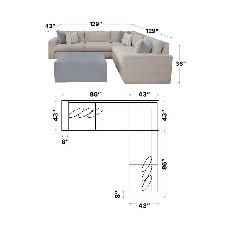 MOD 520 L shape Sectional 3pc - Furniture City (CA)l