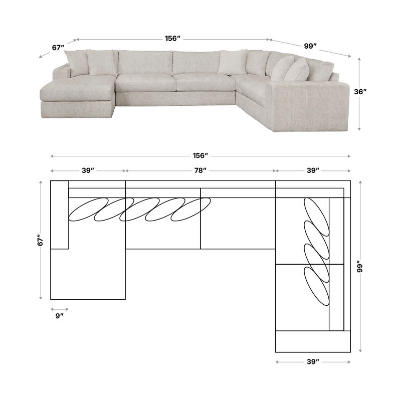 Adonis 3 pc sectional with chaise lounge - Furniture City (CA)l