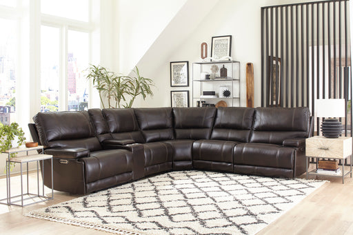 Parker Living Whitman - Verona Coffee - Powered By Freemotion 6 Piece Modular Power Reclining Sectional with Power Adjustable Headrests
