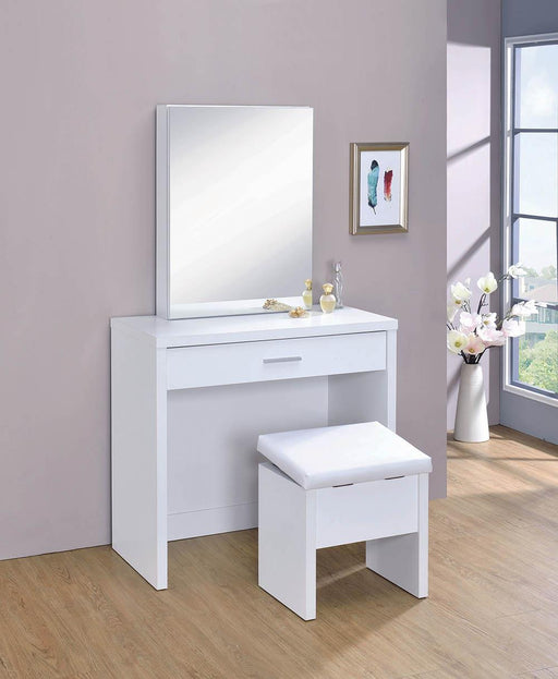 G300290 Contemporary White Vanity and Upholstered Stool Set Vanity Furniture City Furniture City (CA)l