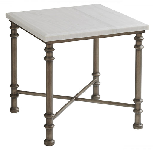 Tommy Bahama Ocean Breeze Flagler Marble Top End Table in White/Aged Pewter 570-953 End Table Furniture City Furniture City (CA)l