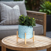 10-dotted-planter-w-wood-stand-blue-10