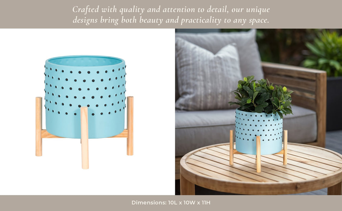 10-dotted-planter-w-wood-stand-blue-11