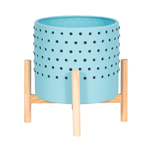 10-dotted-planter-w-wood-stand-blue-1