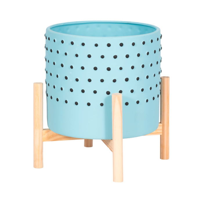 10-dotted-planter-w-wood-stand-blue-3