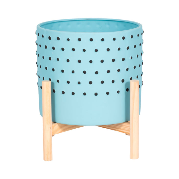 10-dotted-planter-w-wood-stand-blue-4