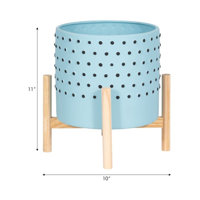 10-dotted-planter-w-wood-stand-blue-8