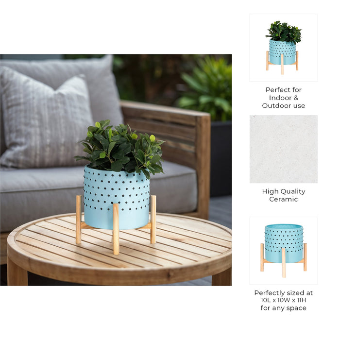 10-dotted-planter-w-wood-stand-blue-9