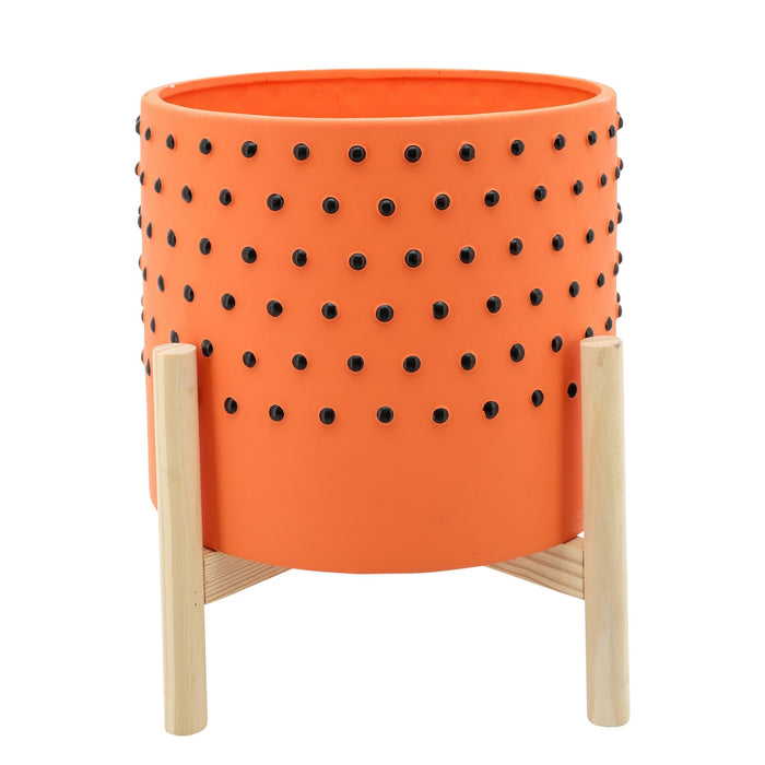 10-dotted-planter-w-wood-stand-orange-1
