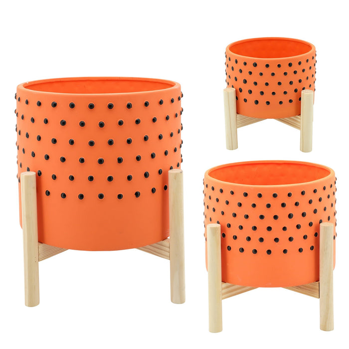 10-dotted-planter-w-wood-stand-orange-2