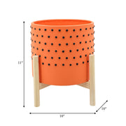 10-dotted-planter-w-wood-stand-orange-3