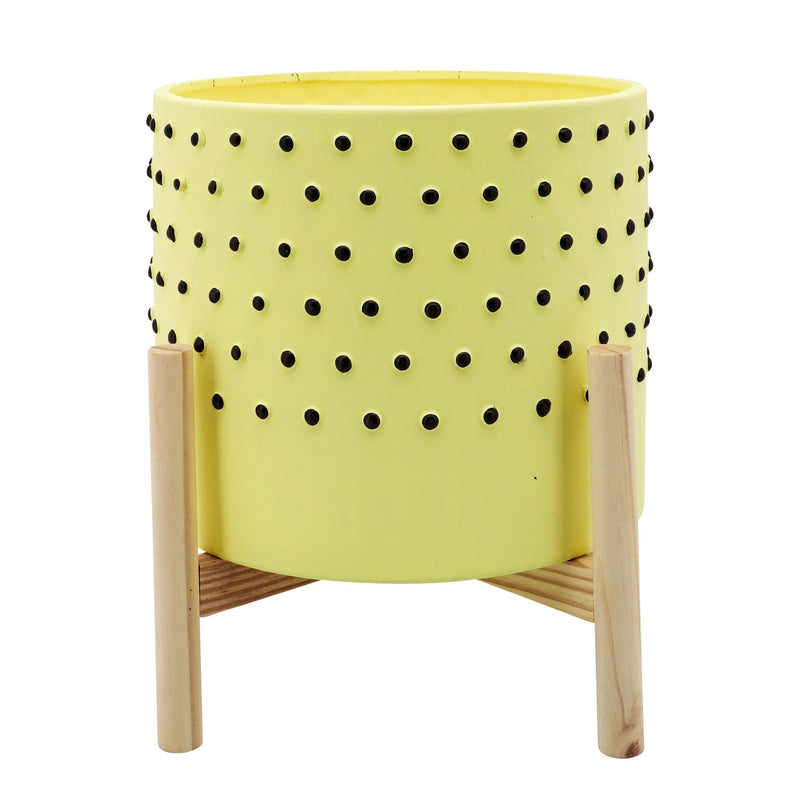 10-dotted-planter-w-wood-stand-yellow-1