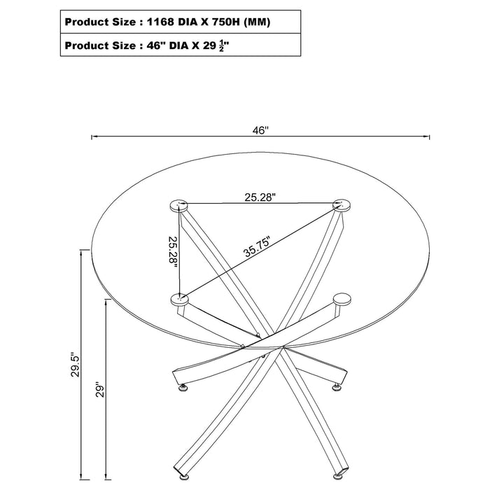 Beckham Round Dining Table Chrome and Clear