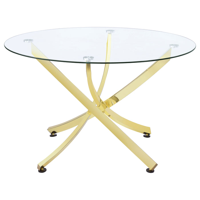 Beckham Round Dining Table Chrome and Clear
