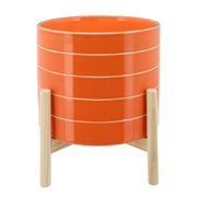 11-striped-planter-w-wood-stand-orange-1