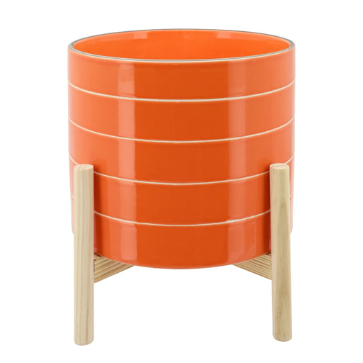 11-striped-planter-w-wood-stand-orange-1