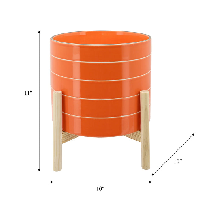 11-striped-planter-w-wood-stand-orange-3