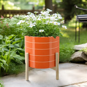 11-striped-planter-w-wood-stand-orange-5
