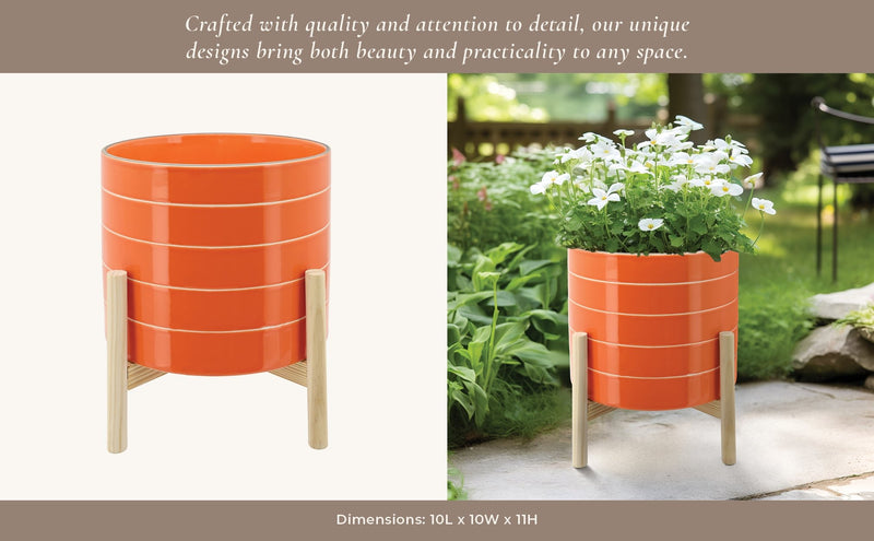11-striped-planter-w-wood-stand-orange-6