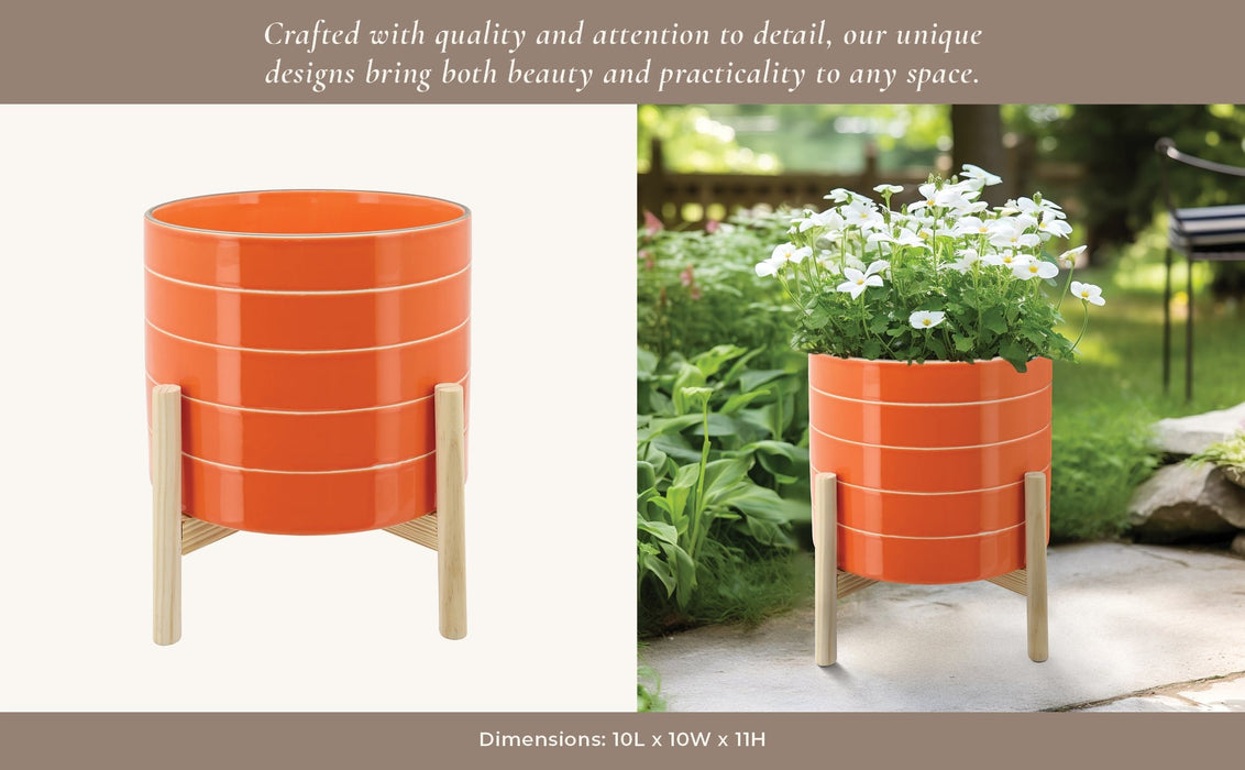 11-striped-planter-w-wood-stand-orange-6