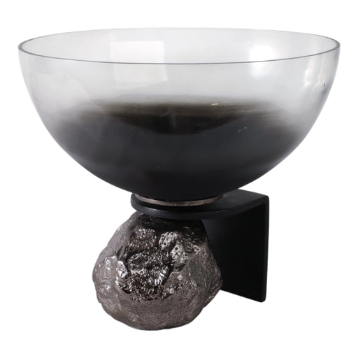 11x10-glass-bowl-on-rock-pedestal-black-silver-2