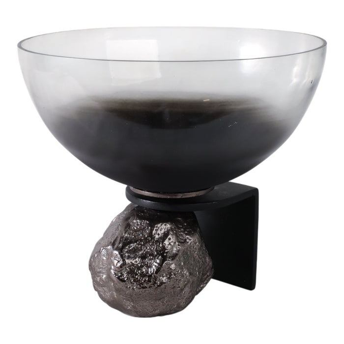 11x10-glass-bowl-on-rock-pedestal-black-silver-2