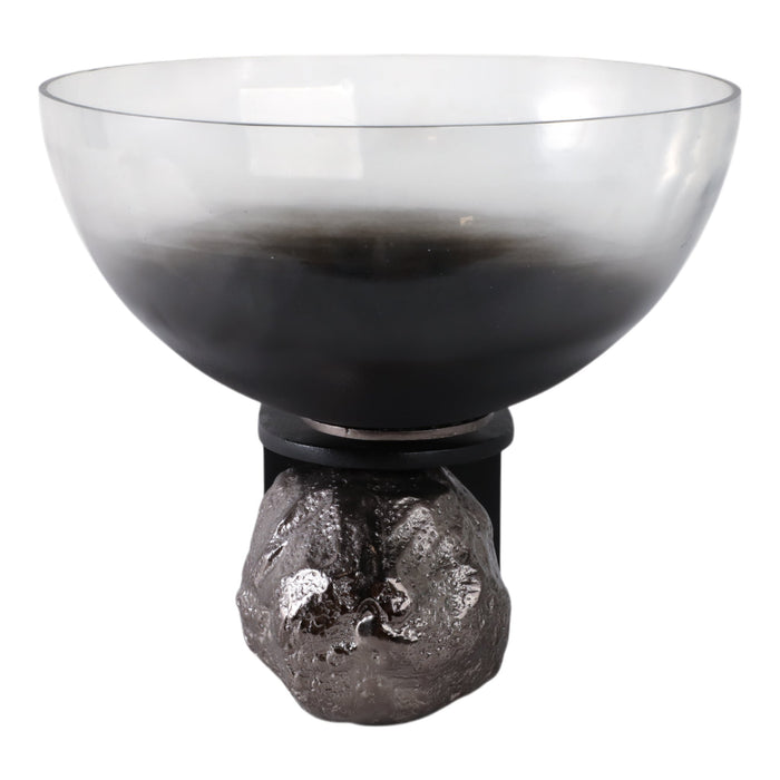 11x10-glass-bowl-on-rock-pedestal-black-silver-3