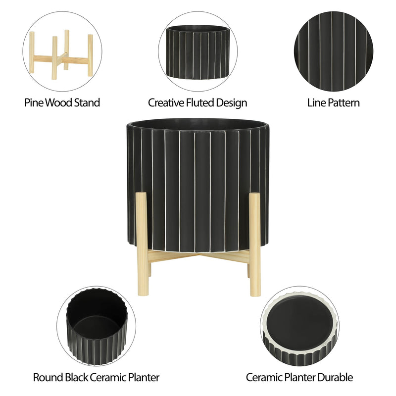 12-ceramic-fluted-planter-w-wood-stand-black-10
