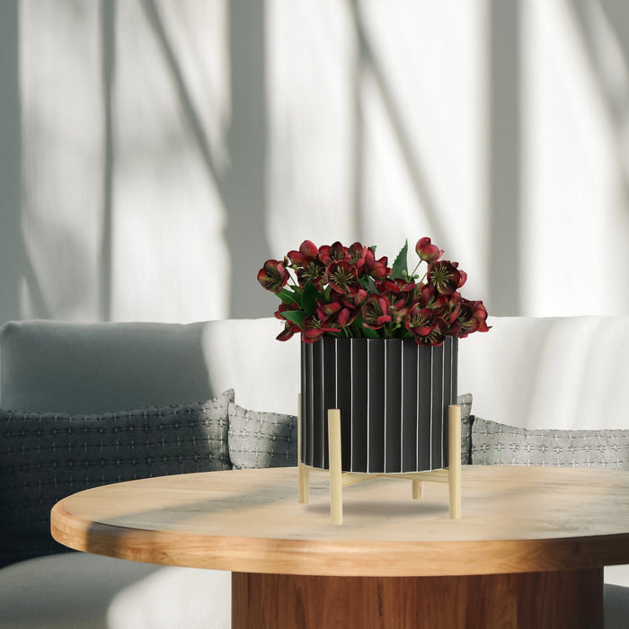 12-ceramic-fluted-planter-w-wood-stand-black-11