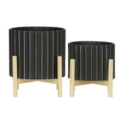 12-ceramic-fluted-planter-w-wood-stand-black-7