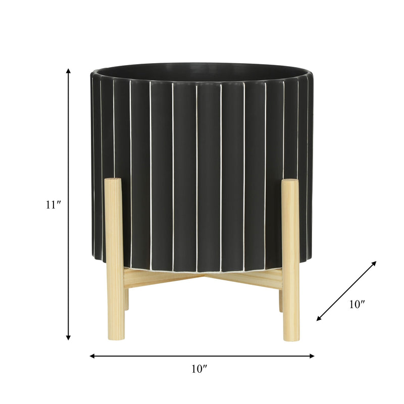 12-ceramic-fluted-planter-w-wood-stand-black-9