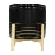 12-ceramic-metallic-planter-w-wood-stand-black-1