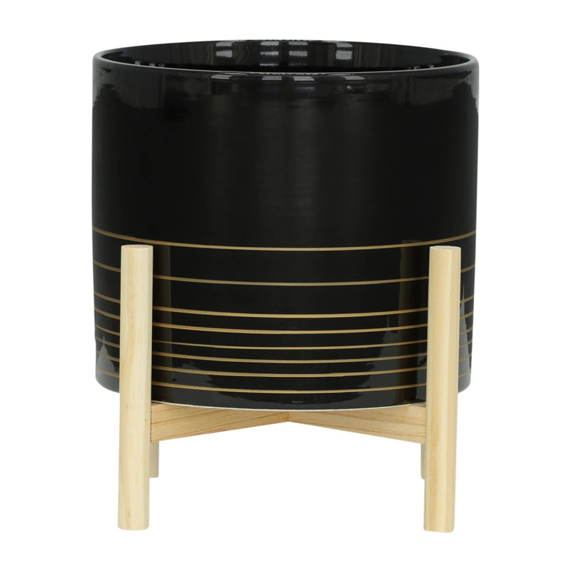 12-ceramic-metallic-planter-w-wood-stand-black-1