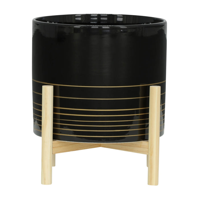 12-ceramic-metallic-planter-w-wood-stand-black-1