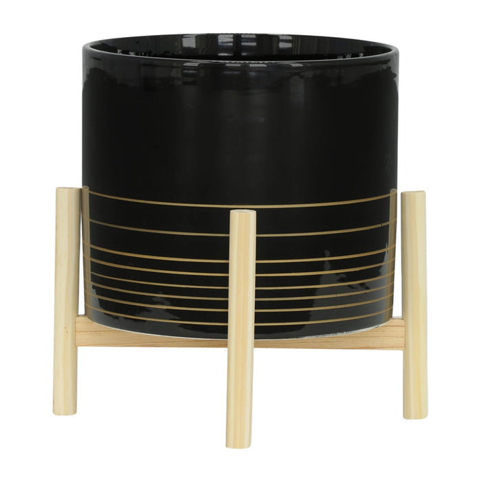 12-ceramic-metallic-planter-w-wood-stand-black-2