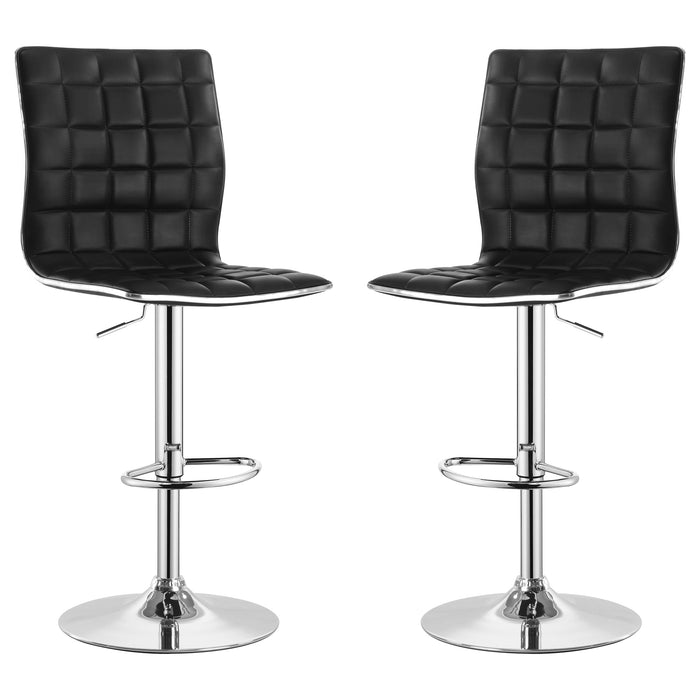 Ashbury Upholstered Adjustable Bar Stools Black and Chrome (Set of 2)