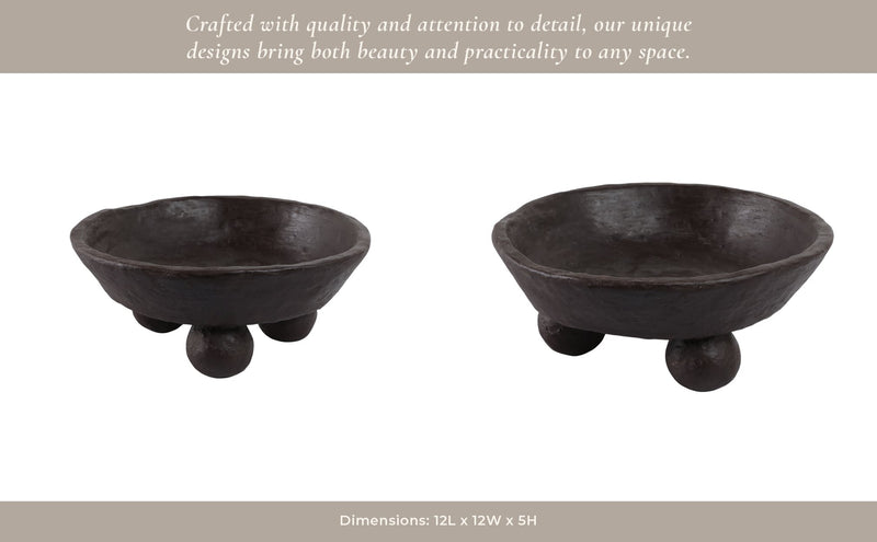 12x12-paper-mache-knobby-footed-bowl-brown-13