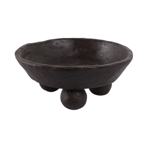 12x12-paper-mache-knobby-footed-bowl-brown-1