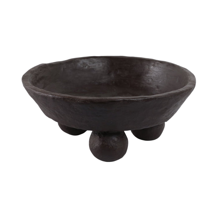 12x12-paper-mache-knobby-footed-bowl-brown-1