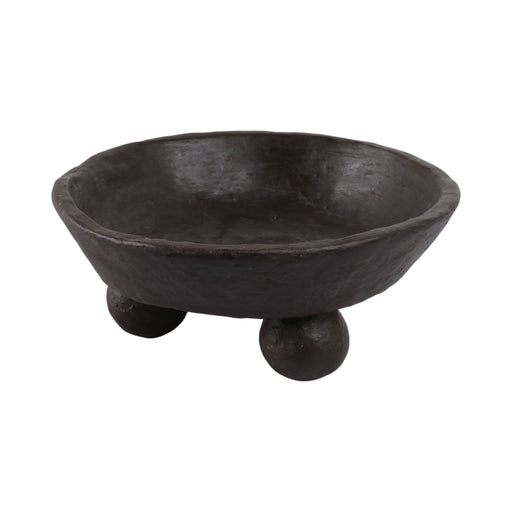 12x12-paper-mache-knobby-footed-bowl-brown-2