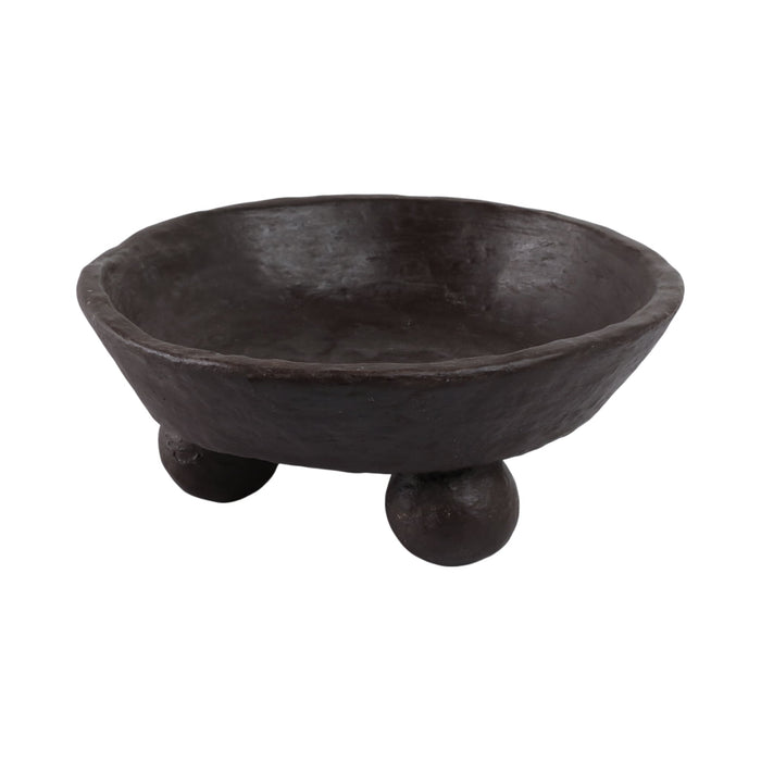 12x12-paper-mache-knobby-footed-bowl-brown-2